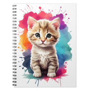 Waterverf Splash Art Schattige Kitten Splatter Pai Notitieboek