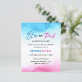 Waterverf splash baby gender onthult uitnodiging (Staand voorkant)