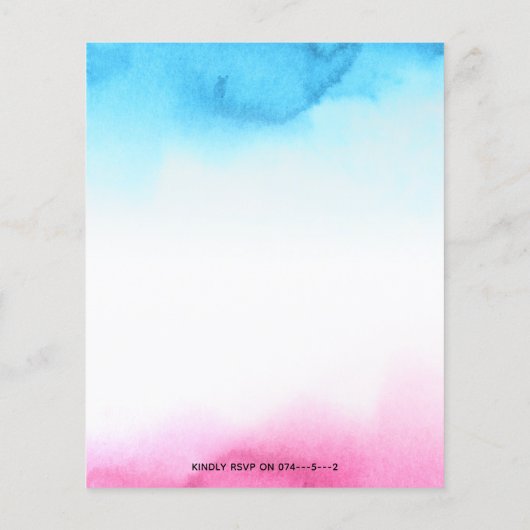 Waterverf splash baby gender onthult uitnodiging (Achterkant)