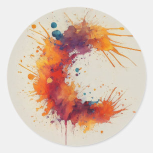 Waterverf Splash C Ronde Sticker
