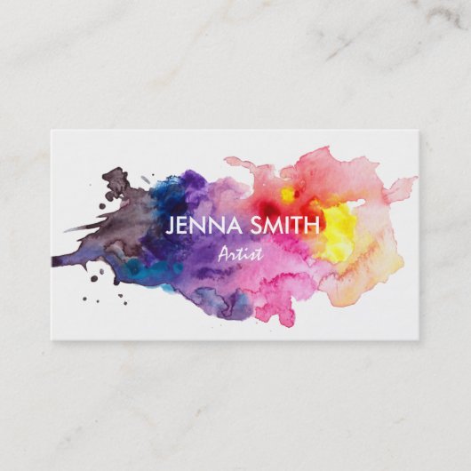 Waterverf Splash Design Artist Visitekaartje (Voorkant)