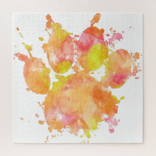 Waterverf Splash Dog Paw Print Legpuzzel (Verticaal)