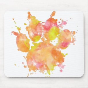 Waterverf Splash Dog Paw Print Muismat