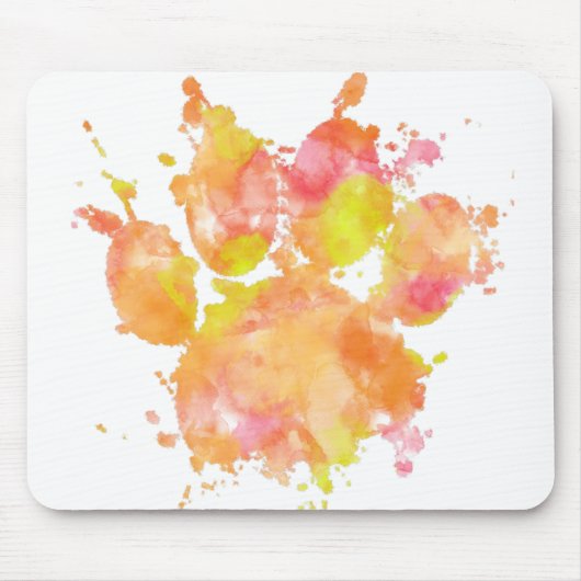 Waterverf Splash Dog Paw Print Muismat (Voorkant)