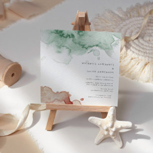 Waterverf Splash Elegante tweekleurige bruiloft Kaart