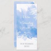 Waterverf splash koraalrif blauw bruiloft menu (Voorkant / Achterkant)