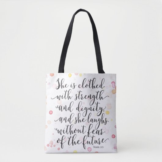Waterverf Splash Proverbs 31:25 Canvas tas (Voorkant)
