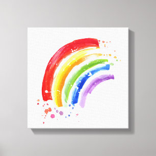 Waterverf Splash Rainbow Canvas Afdruk