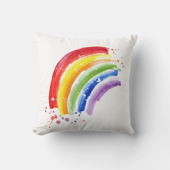 Waterverf Splash Rainbow Kussen (Voorkant)