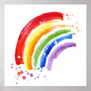 Waterverf Splash Rainbow Poster