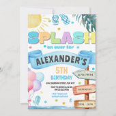 Waterverf Splash Waterslide Diapark Verjaardag Kaart (Voorkant)