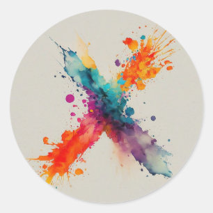Waterverf Splash X Ronde Sticker