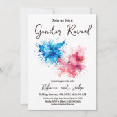 Waterverf Splashes Boy of Girl Gender Reveal Kaart (Voorkant)