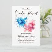 Waterverf Splashes Boy of Girl Gender Reveal Kaart (Staand voorkant)