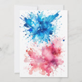 Waterverf Splashes Boy of Girl Gender Reveal Kaart (Achterkant)