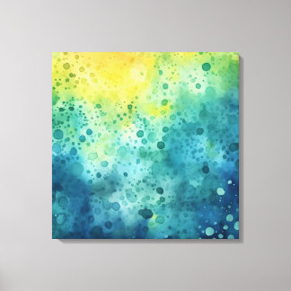 Waterverf Splatter Art geel groen blauw Canvas Afdruk