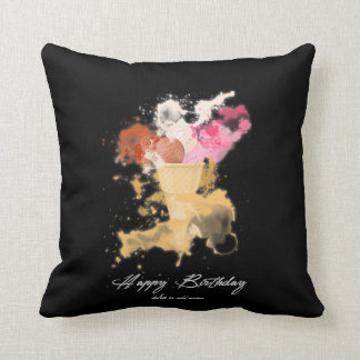 Waterverf Splatter Birthday Ice crème Kussen