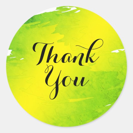 Waterverf Splatter Dank u Groen Abstract Ronde Sticker (Voorkant)