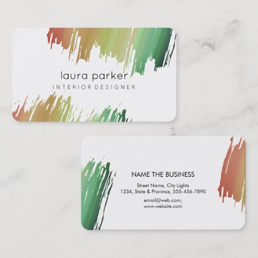 Waterverf Splatter Elegant Abstract Moderne Chic Visitekaartje (Voorkant / Achterkant)