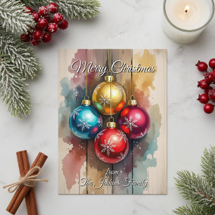 Waterverf Splatter Glossy Ornamenten Kerst Feestdagenkaart