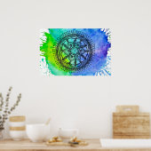 Waterverf Splatter Mandala Poster. Poster (Keuken)