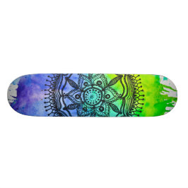 Waterverf Splatter Mandala Skateboard | Megaflora