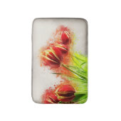 Waterverf Splatter Red Yellow Tulips Floral Badmat (Voorkant Verticaal)