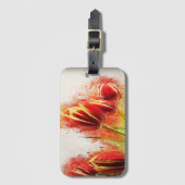 Waterverf Splatter Red Yellow Tulips Floral Bagagelabel (Voorkant (verticaal))