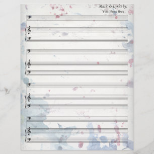 Waterverf Spletters Blank Blad Muziek Bass Clef