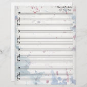 Waterverf Spletters Blank Blad Muziek Bass Clef (Voorkant / Achterkant)