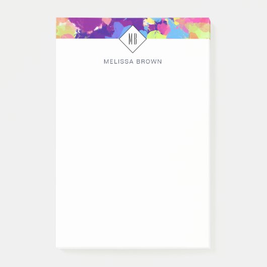 Waterverf Spletters Kleurrijk Abstract Paars Post-it® Notes (Voorkant)