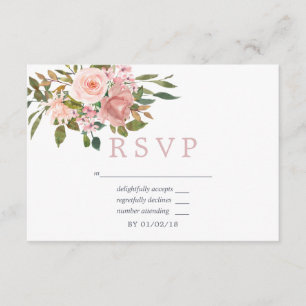 Waterverf spoelroze rozen bruiloft RSVP