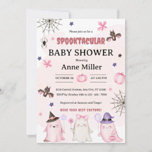 Waterverf spook Halloween baby shower uitnodiging