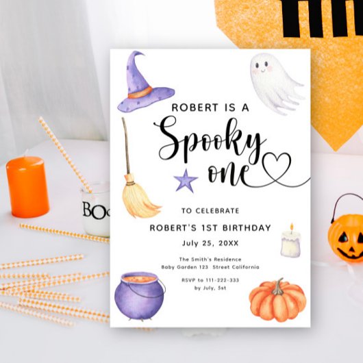 Waterverf Spooky One Halloween 1st Birthday Kaart