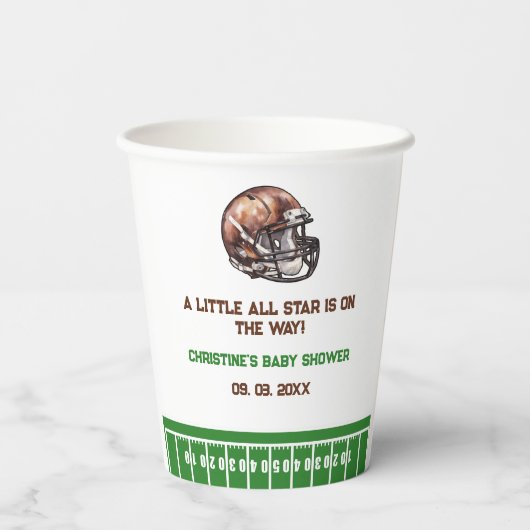 Waterverf Sport Football Baby shower Papieren Bekers (Achterkant)