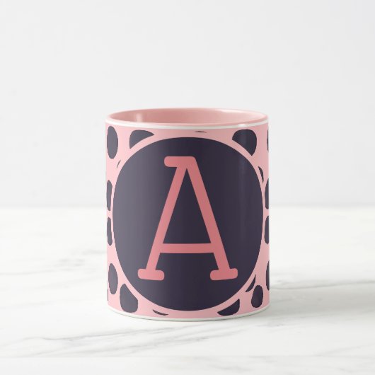 Waterverf Spots roze op roze met monogram Mok (Midden)