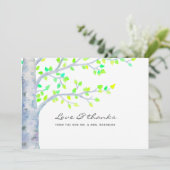Waterverf Spring Birch Tree Wedding Bedankkaart (Staand voorkant)