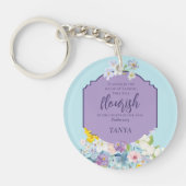 Waterverf Spring Bloemen Bijbelvers Gepersonalisee Sleutelhanger (Voorkant)