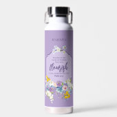 Waterverf Spring Bloemen Bijbelvers Gepersonalisee Waterfles (Voorkant)