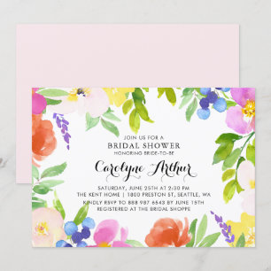 Waterverf Spring Blooms Bridal Shower Uitnodiging