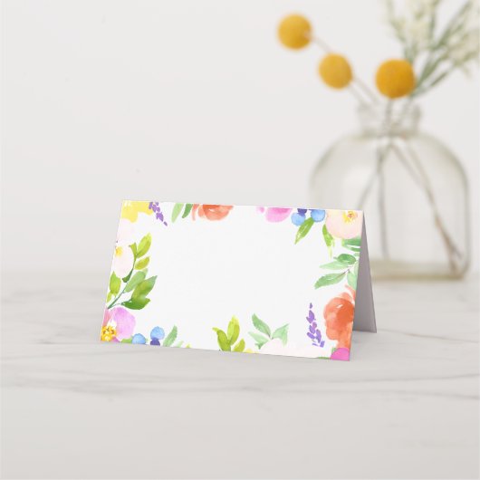 Waterverf Spring Blooms Custom Florence Place Card (Voorkant)