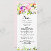 Waterverf Spring Blooms Floral Wedding Menu Kaart (Voorkant / Achterkant)