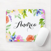 Waterverf Spring Blooms Gepersonaliseerde Mousepad Muismat (Met muis)
