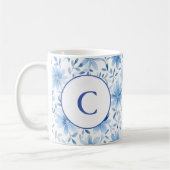 Waterverf Spring Blue Flowers Monogram Letter Koffiemok (Links)