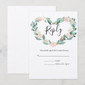 Waterverf Spring Botanische RSVP bruiloft Informatiekaartje (Voorkant / Achterkant)