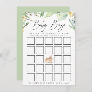 Waterverf Spring Bunny Baby shower Bingo Kaart
