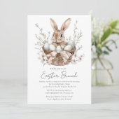 Waterverf Spring Bunny Easter Brunch Uitnodiging (Staand voorkant)