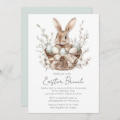 Waterverf Spring Bunny Easter Brunch Uitnodiging (Voorkant / Achterkant)