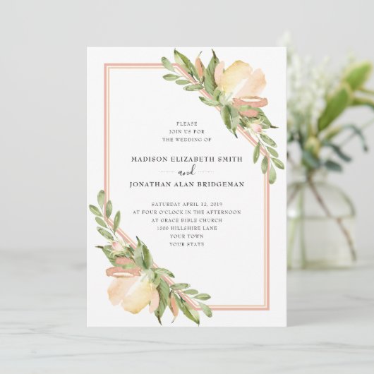 Waterverf Spring Floral Botanische bruiloft Kaart (Staand voorkant)