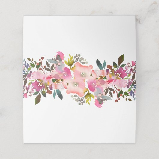 Waterverf Spring Floral Place Card (Buitenkant ongevouwen)